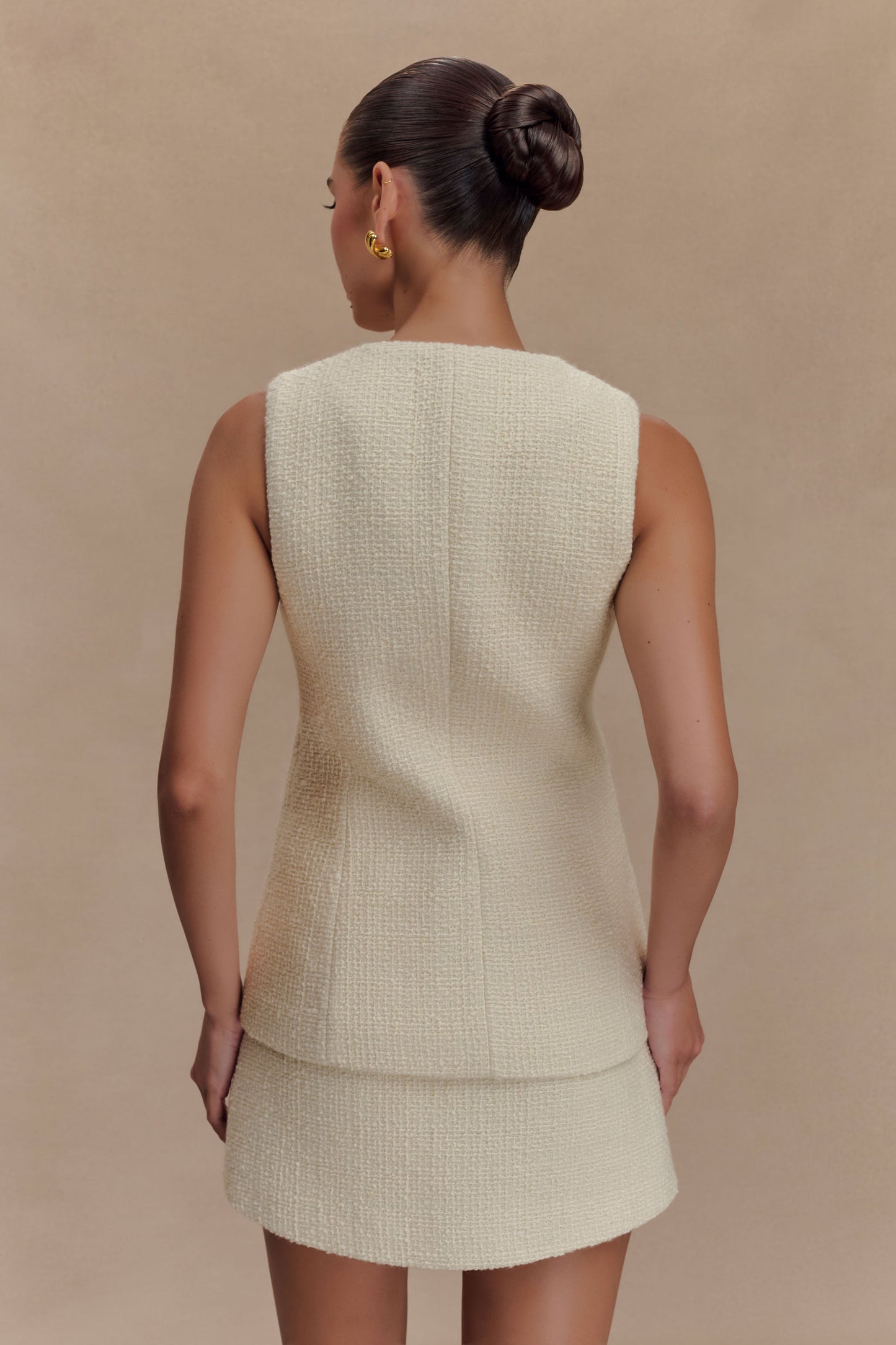 Camilla Boucle Sleeveless Vest - Ivory