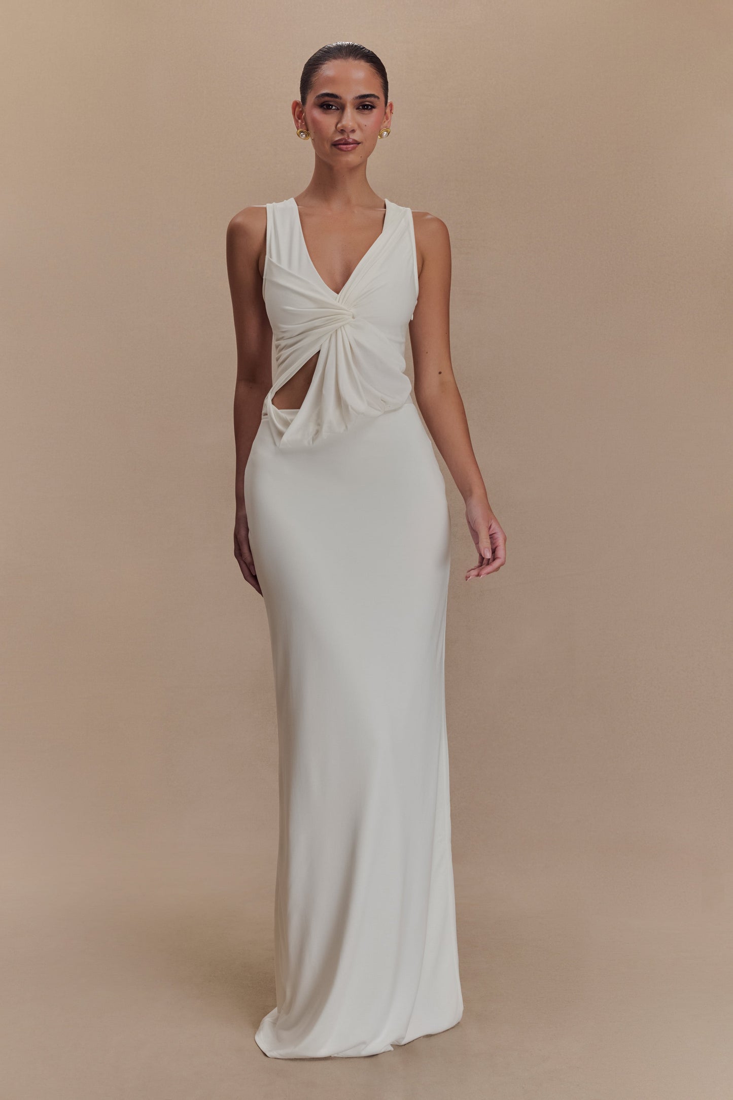 Kassidy Peached Jersey Maxi Dress - Ivory