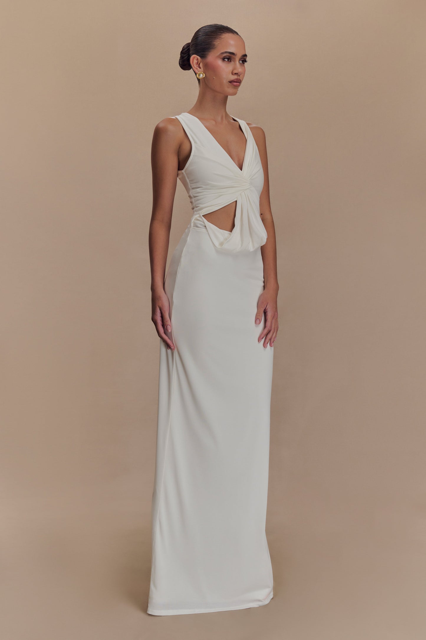 Kassidy Peached Jersey Maxi Dress - Ivory