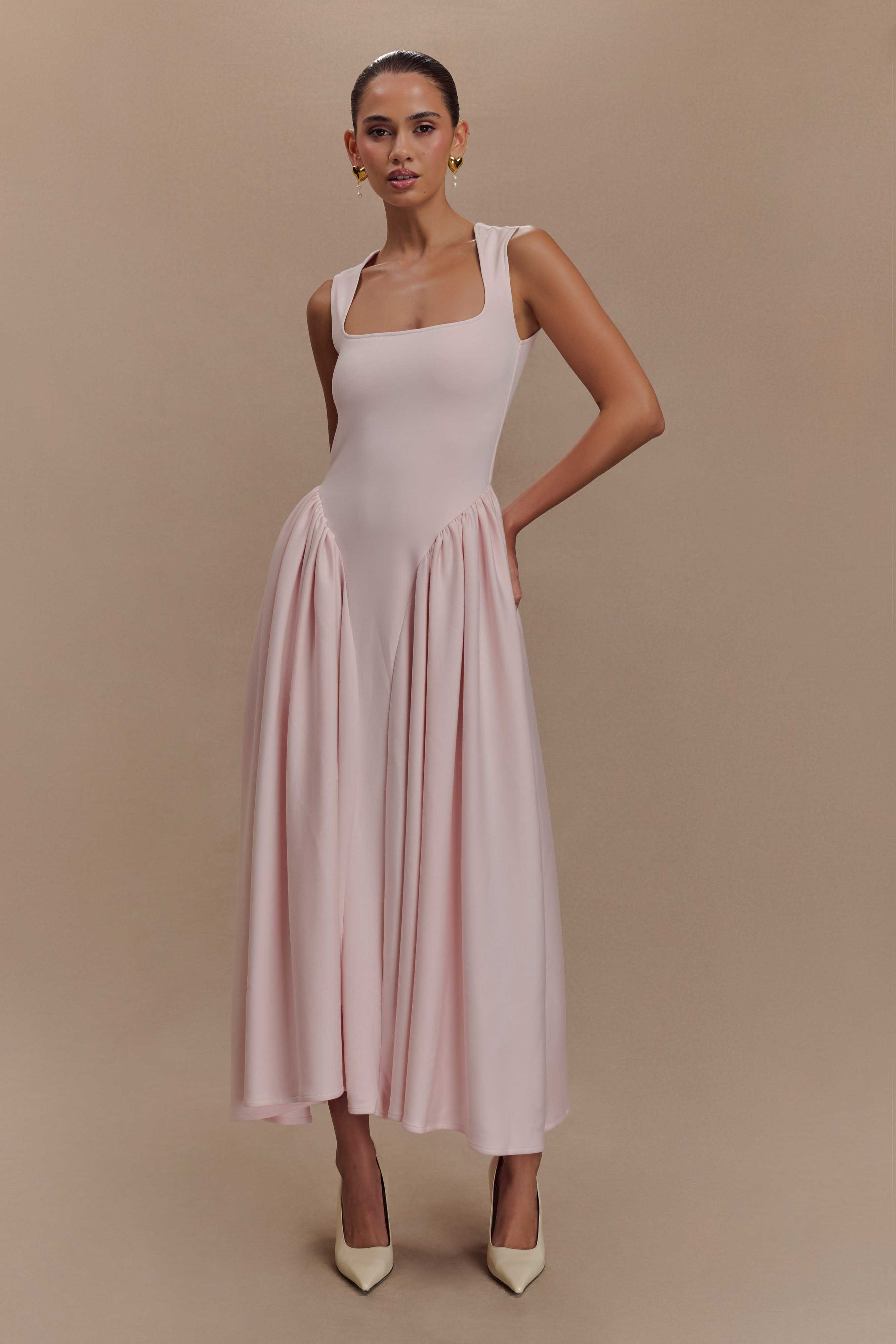 Sharon Scuba Jersey Midi Dress - Ballet Pink