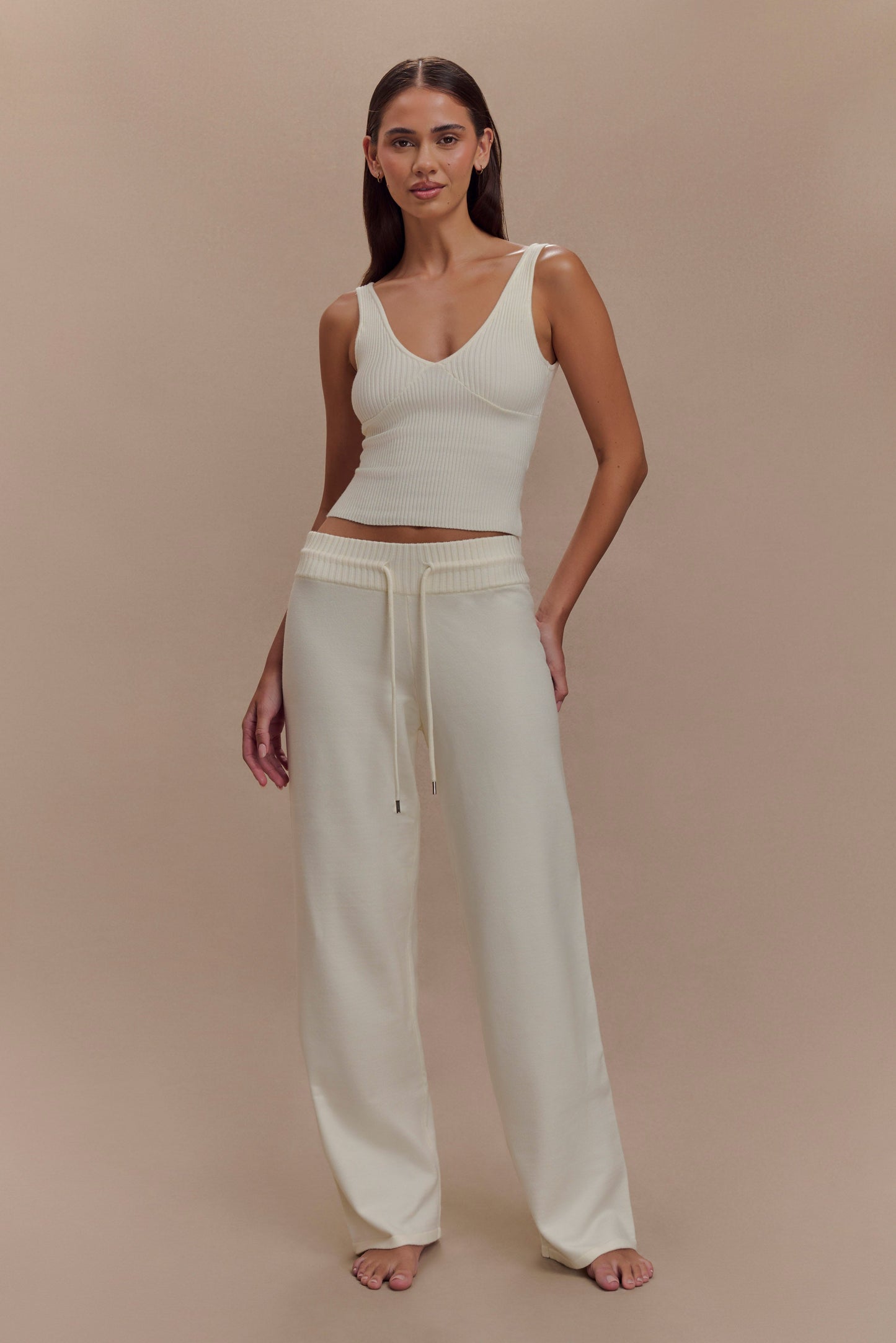 Natalya Knit Wide Leg Pants - Ivory