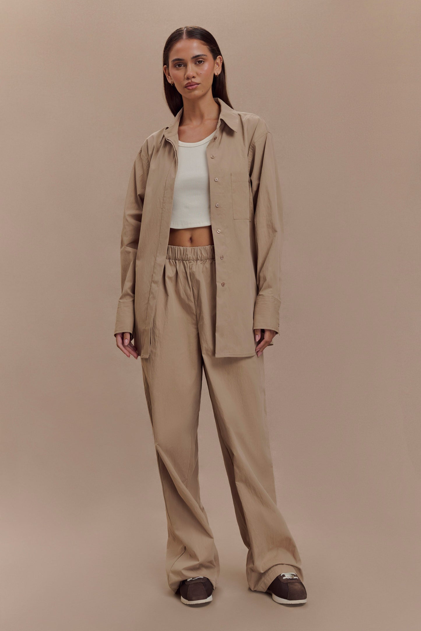 Campbell Cotton Wide Leg Pants - Sand