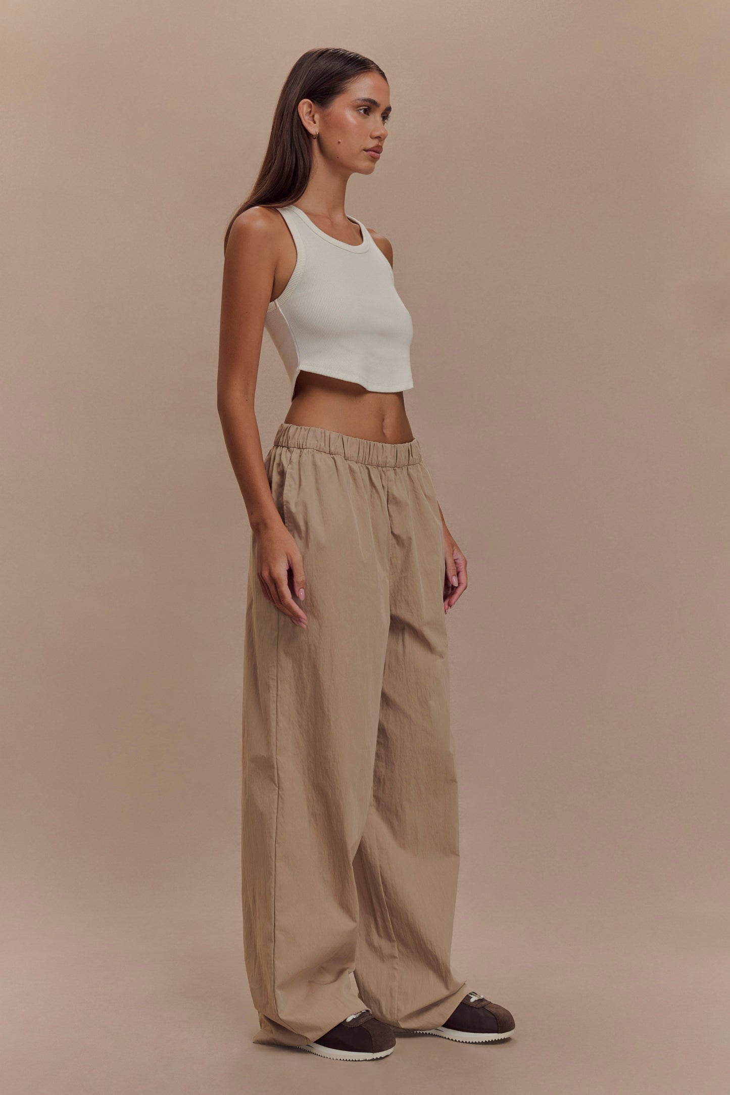 Campbell Cotton Wide Leg Pants - Sand