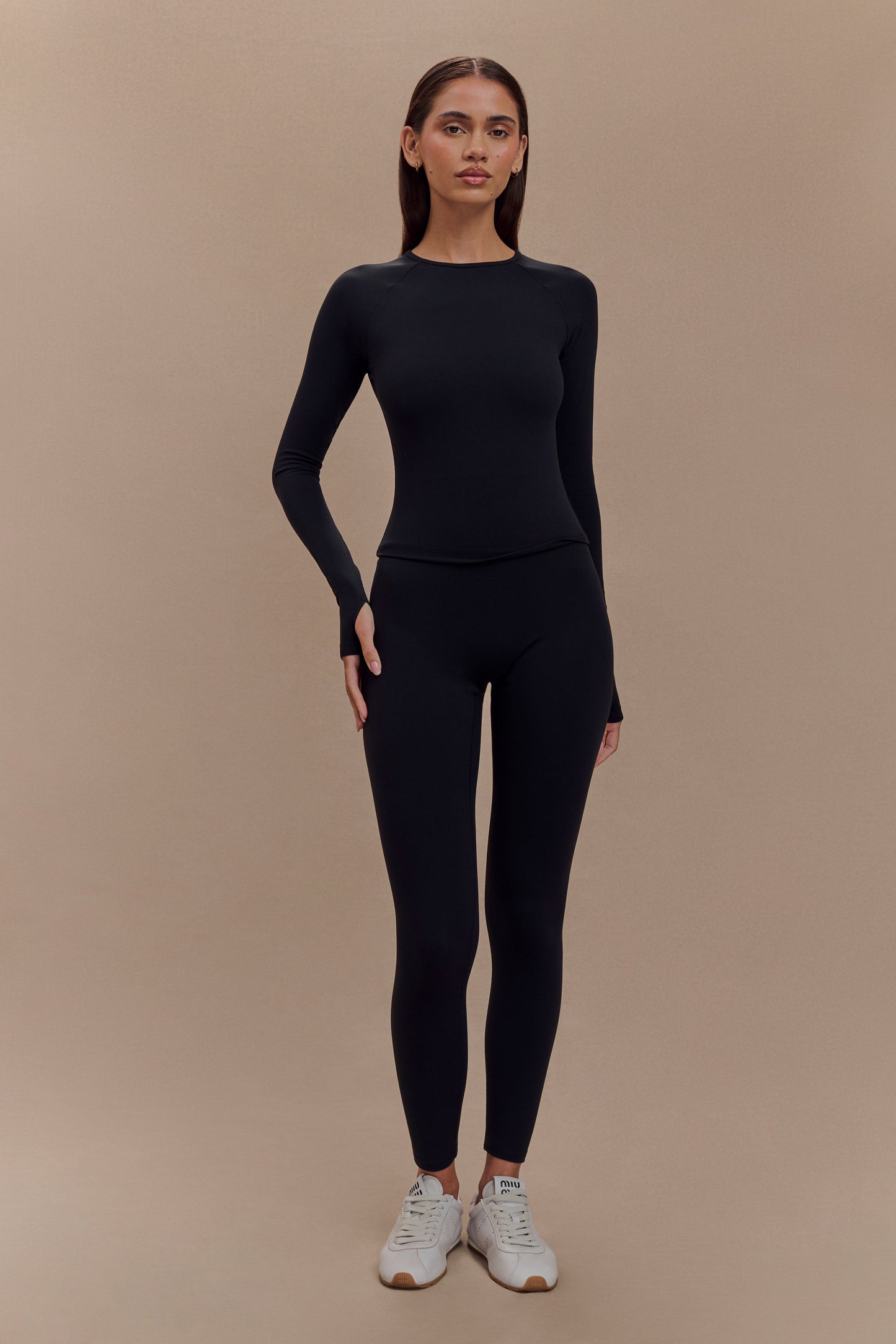 Eliana Long Sleeve Active Top - Black