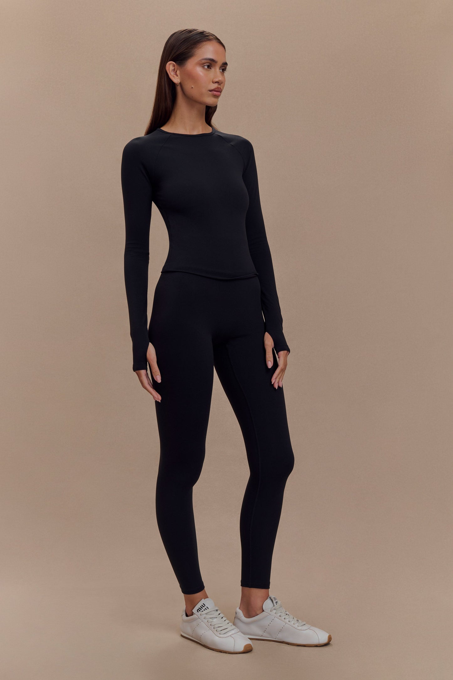 Eliana Long Sleeve Active Top - Black