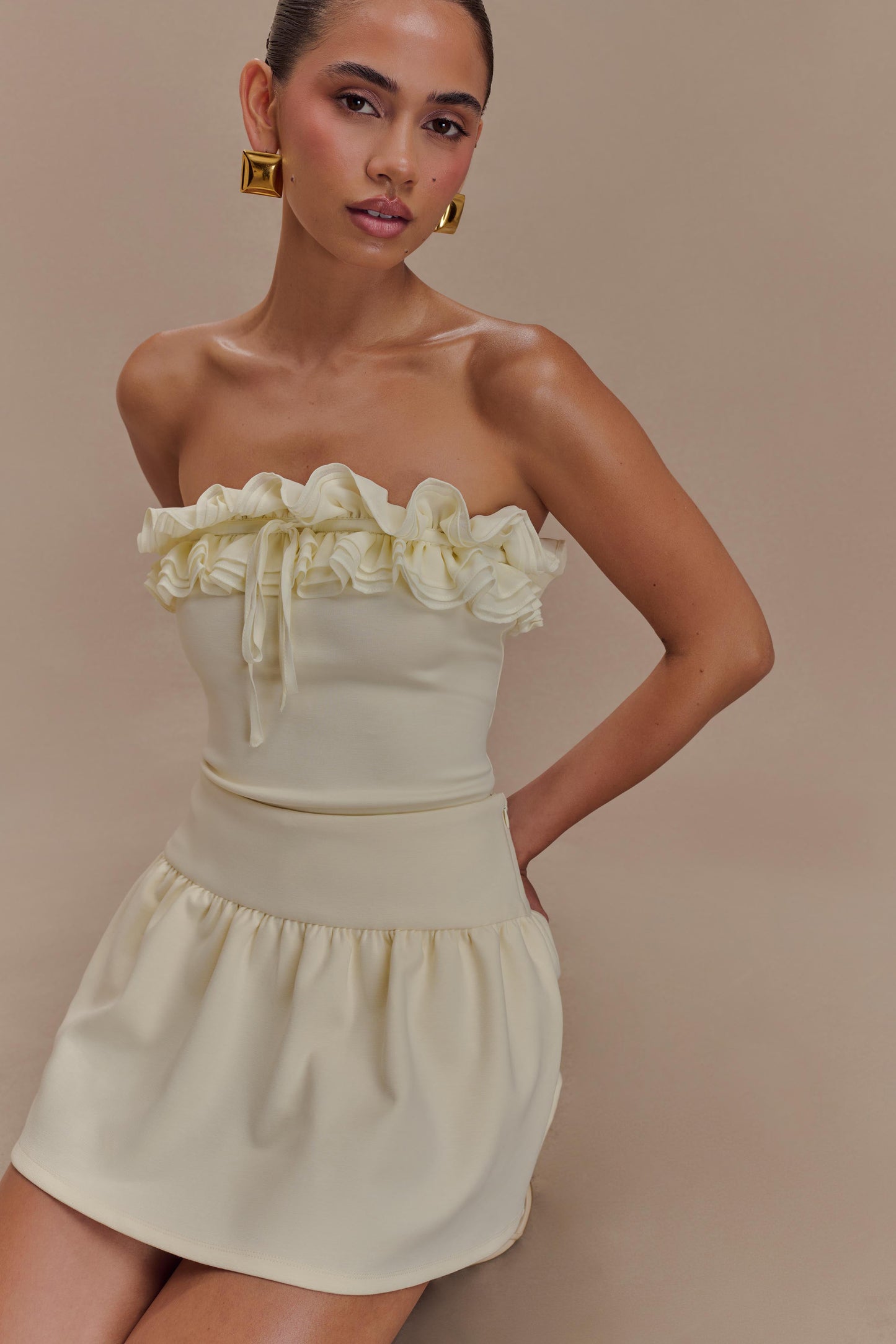 Jennie Ruffle Off Shoulder Top - Ivory