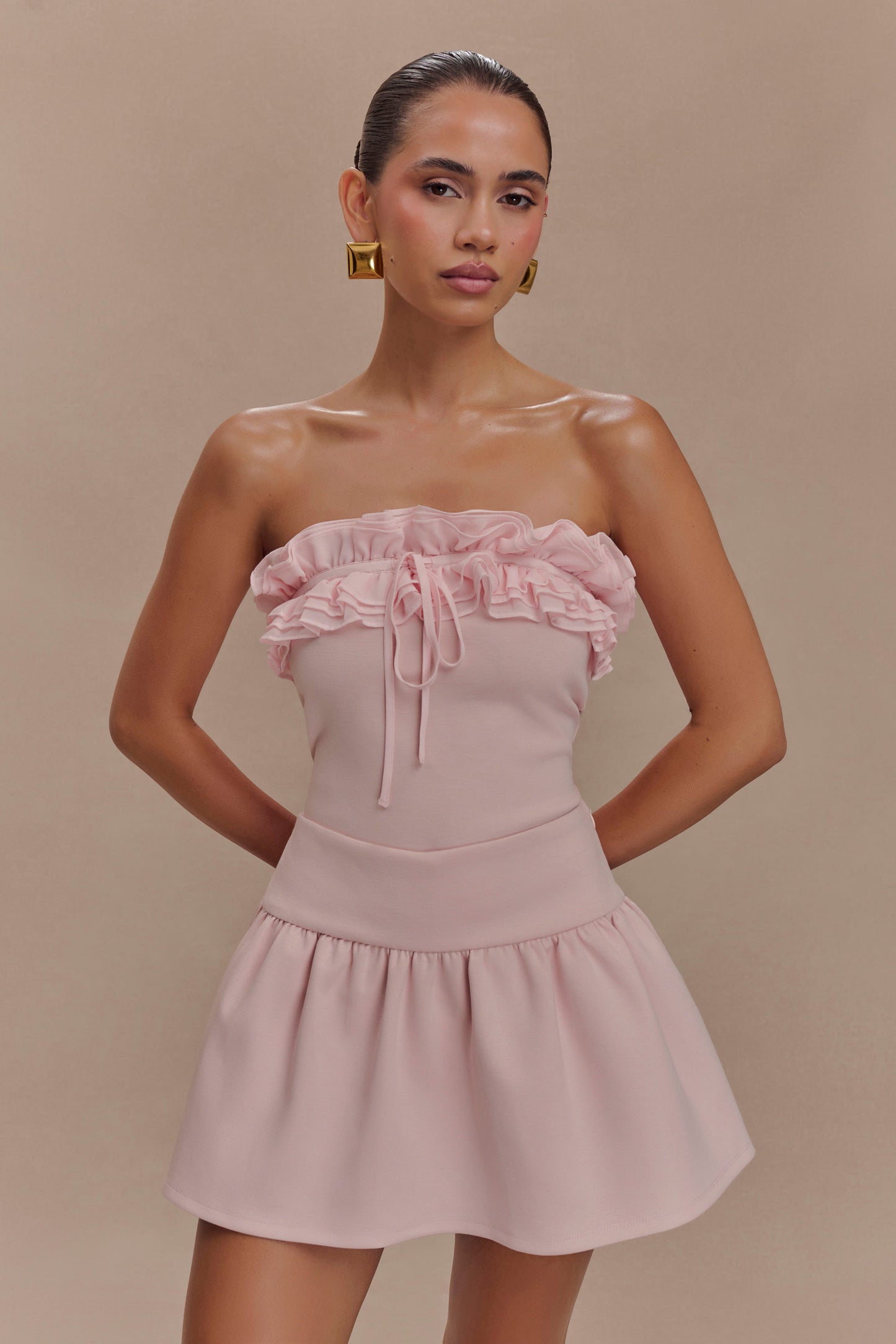 Jennie Ruffle Off Shoulder Top - Ballet Pink