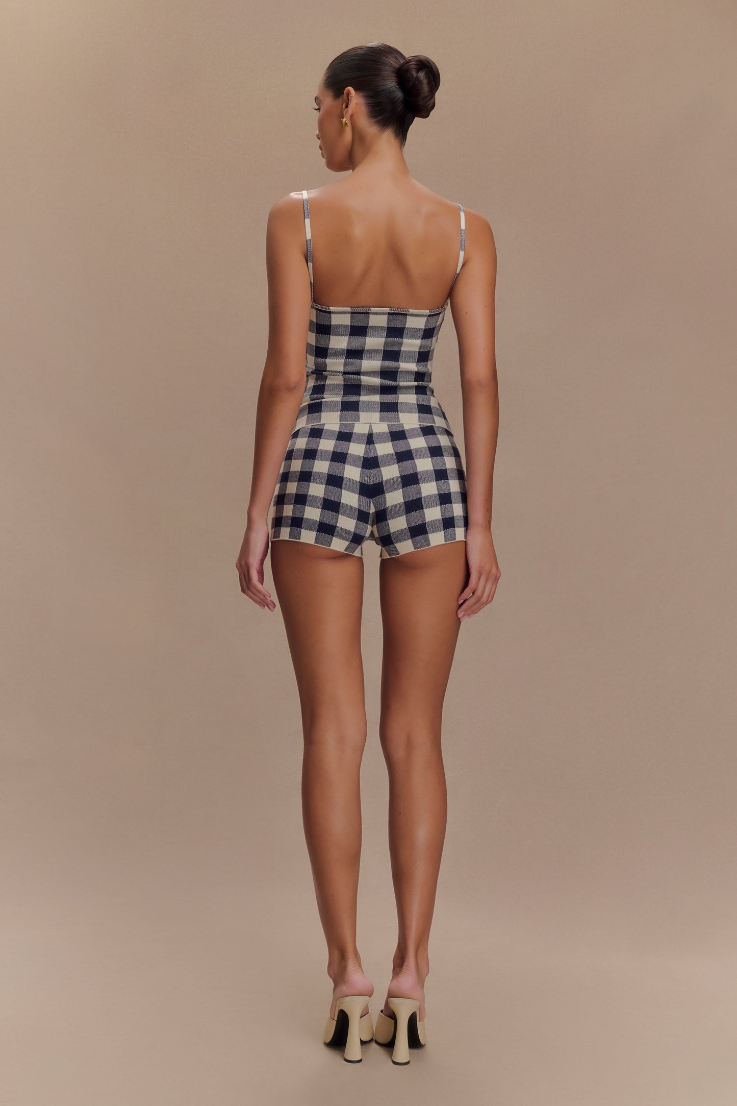 Marcie Knit Short - Navy Gingham