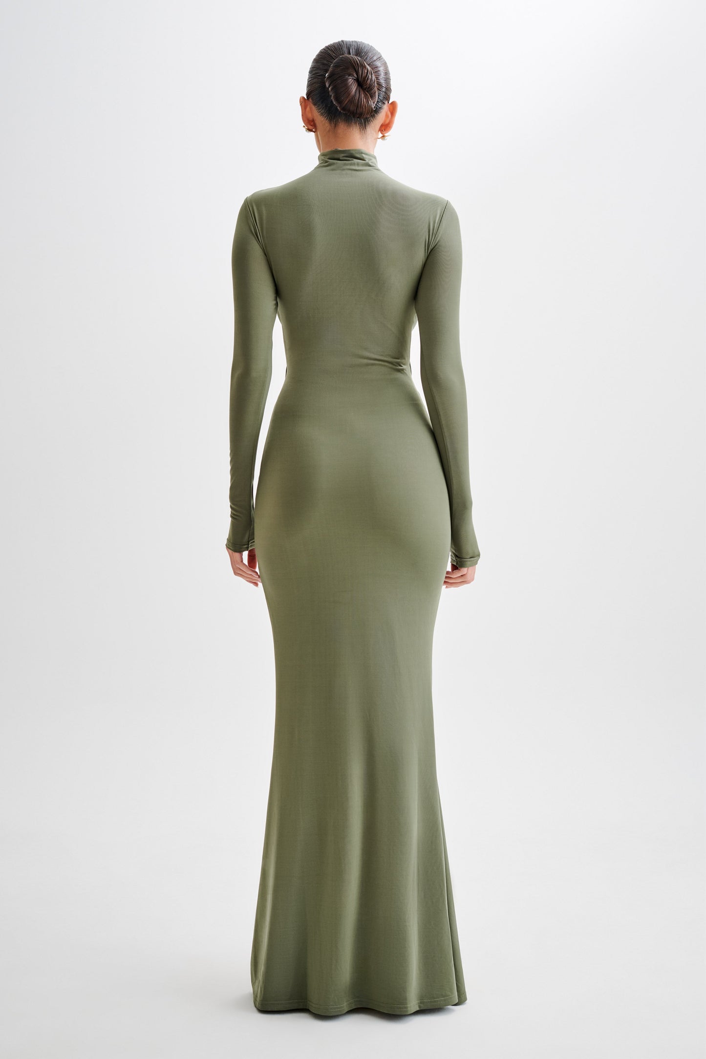 Pia Slinky Long Sleeve Cutout Maxi Dress - Military Olive