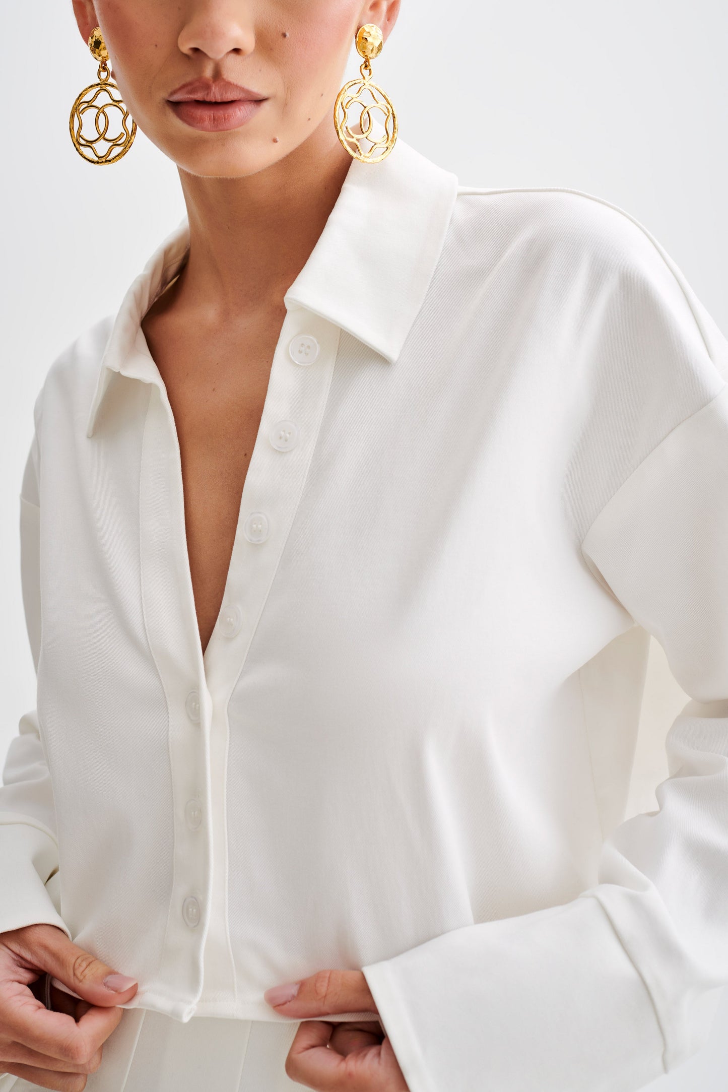 Julianna Cotton Button Up Shirt - White