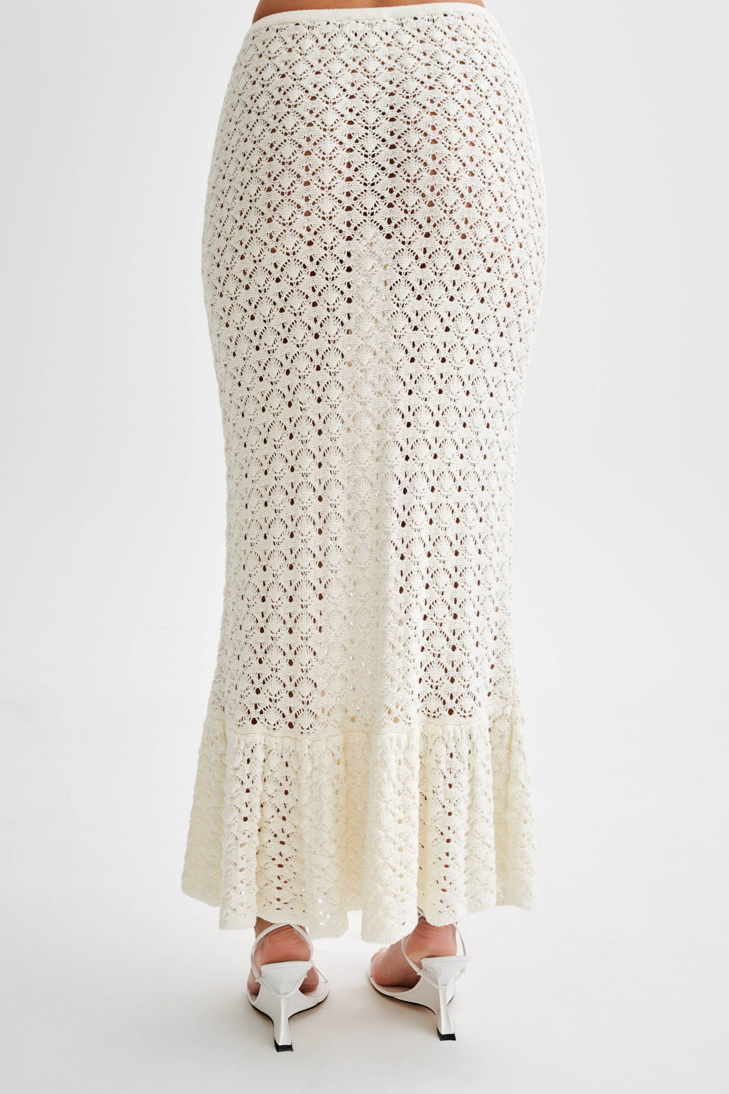 Anais Frill Knit Midi Skirt - Ivory