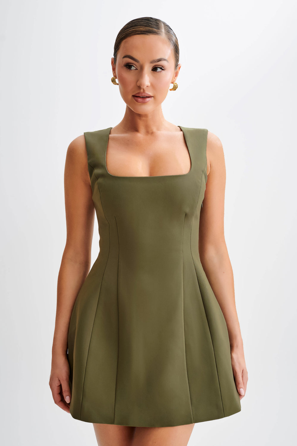 Lysandre Crepe Mini Dress - Military Olive