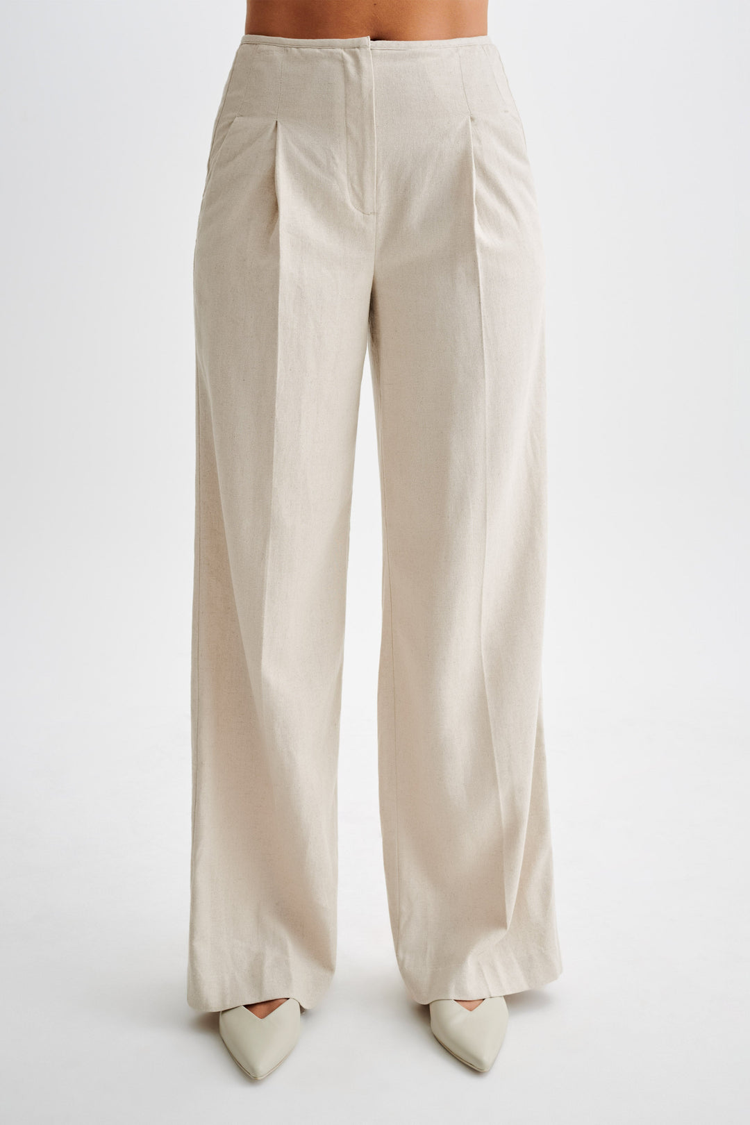 Adrina Straight Leg Linen Pant - Natural- MESHKI U.S