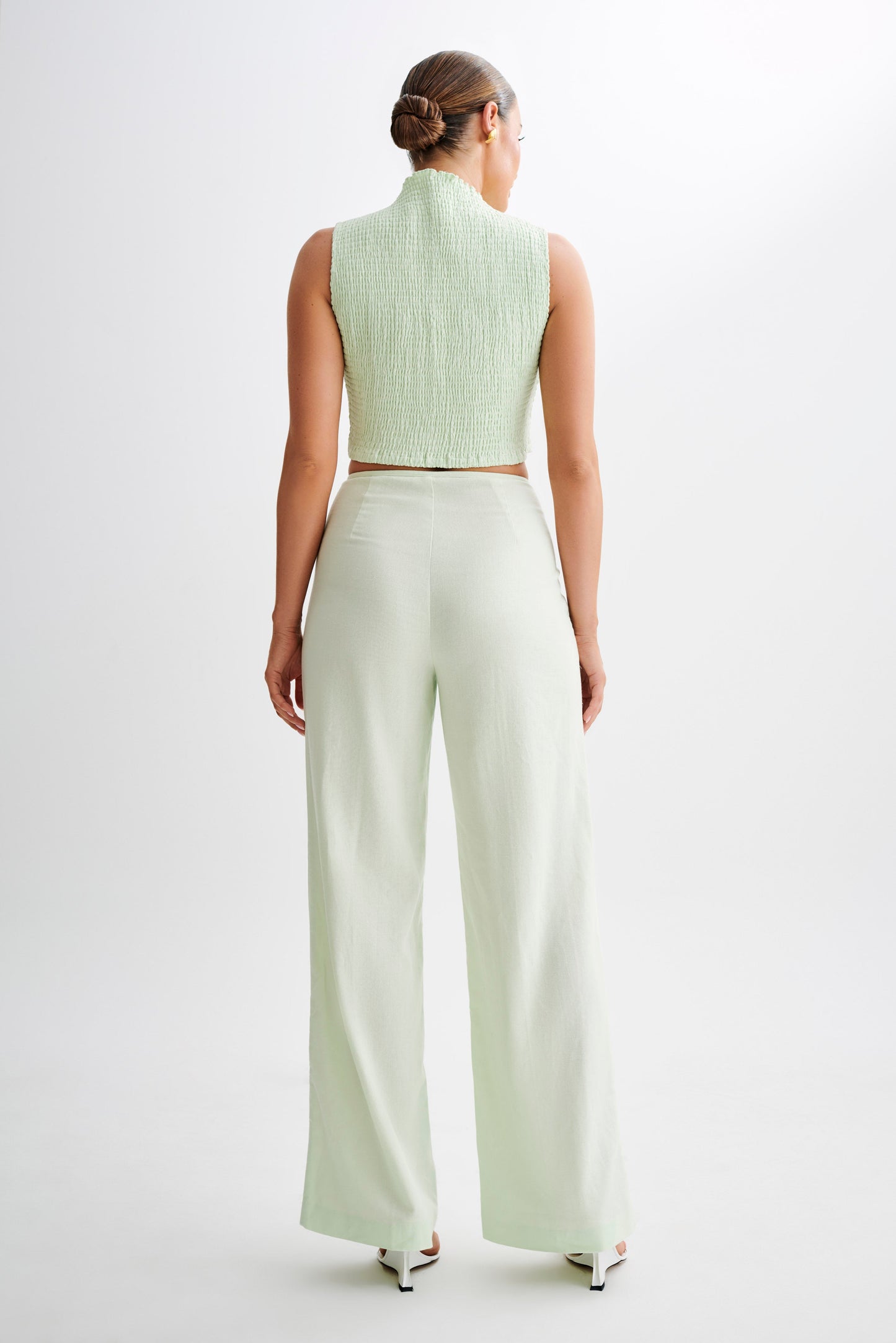 Adrina Straight Leg Linen Pant - Mint