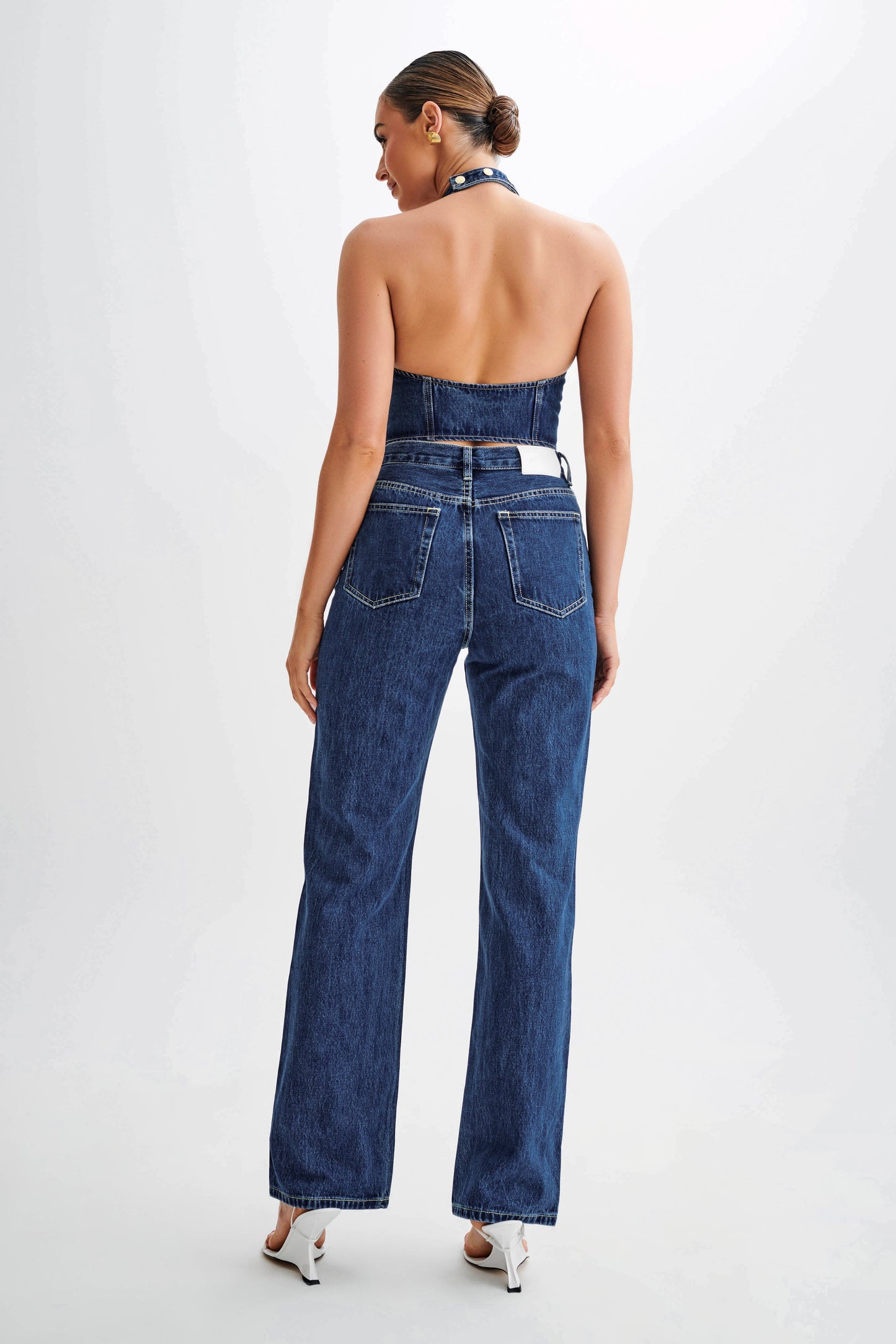 Janine High Waisted Straight Leg Jeans - Dark Blue