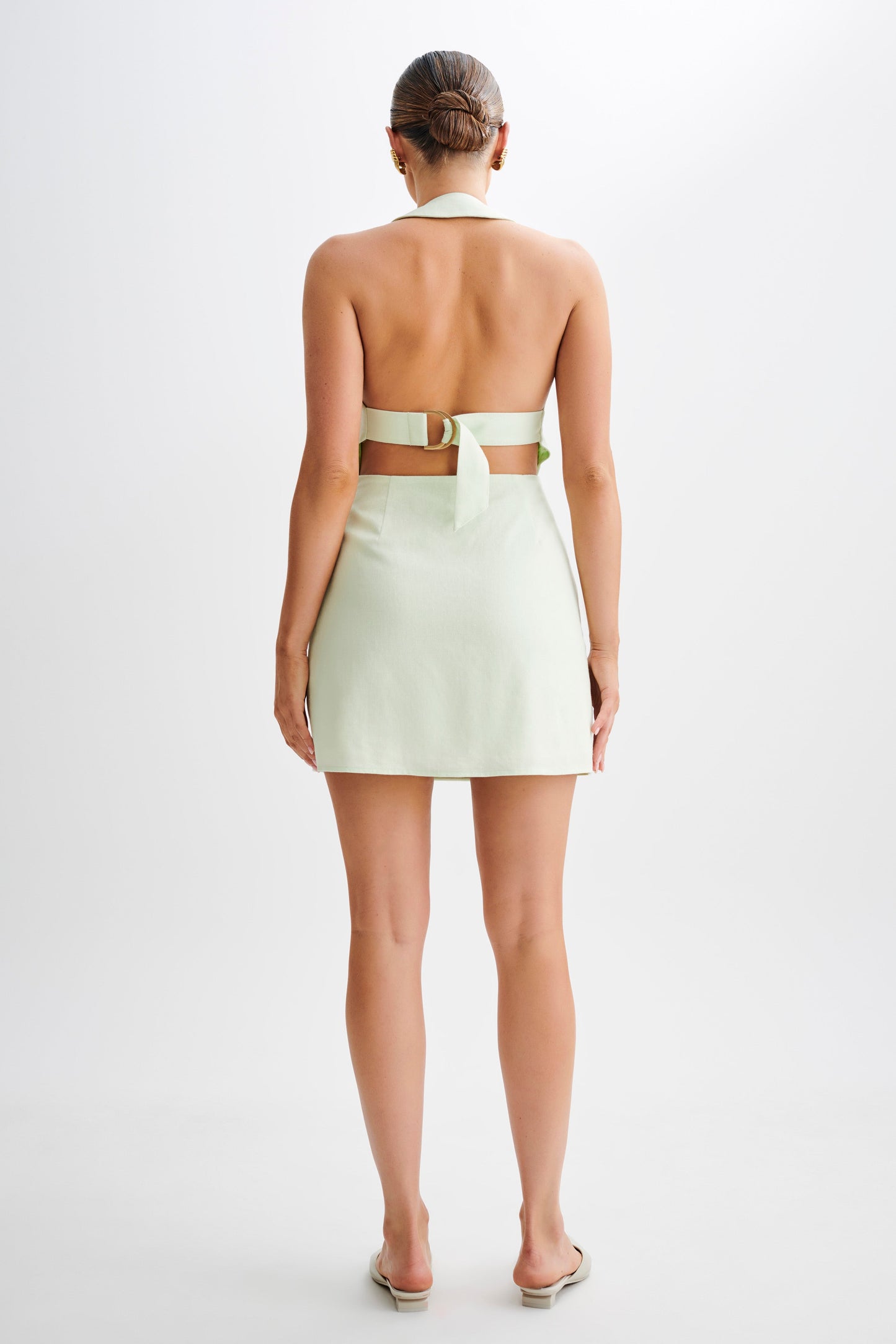 Lorraine Linen Halter Mini Dress - Mint