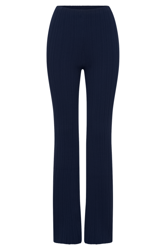 Chiara Straight Leg Rib Knit Pant - Navy