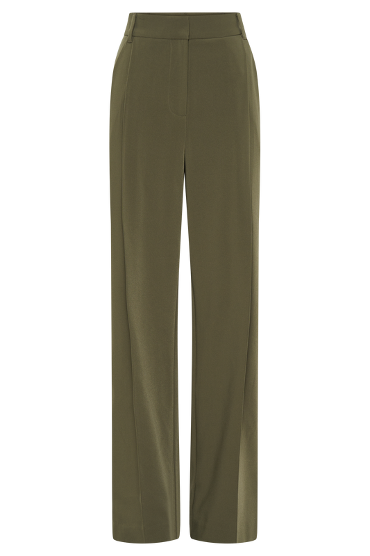 Amelie Suiting Straight Leg Pants - Military Olive