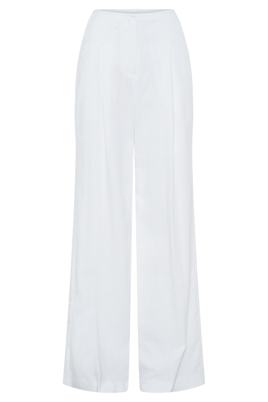 Adrina Straight Leg Linen Pant - White