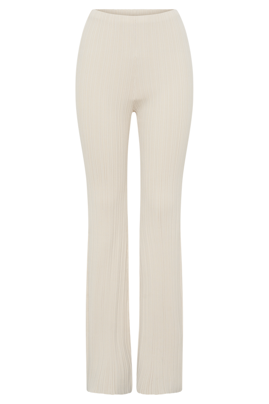 Chiara Straight Leg Rib Knit Pant - Cream