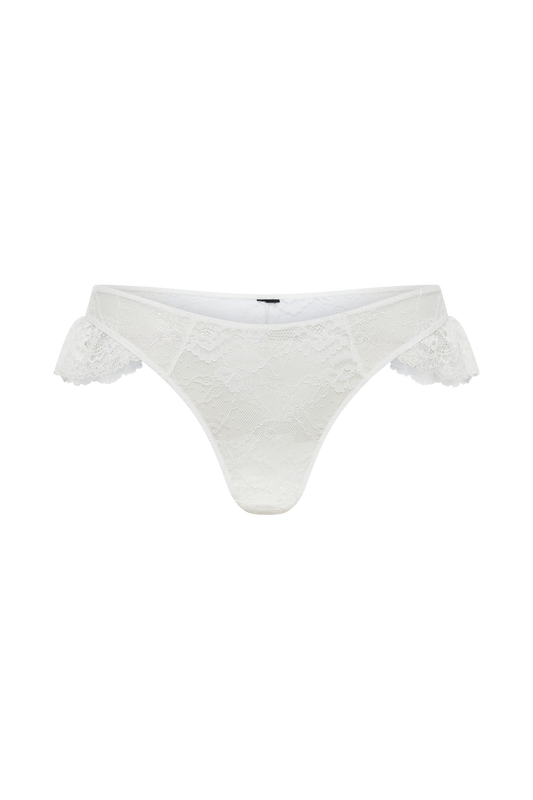 Mireille Lace Frill Brief - White