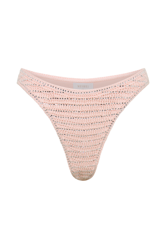 Verity Embellished Knit Bikini Bottom - Candy Pink