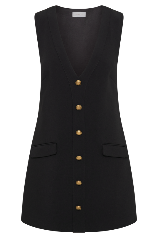 Florentina Sleeveless Suiting Mini Dress - Black