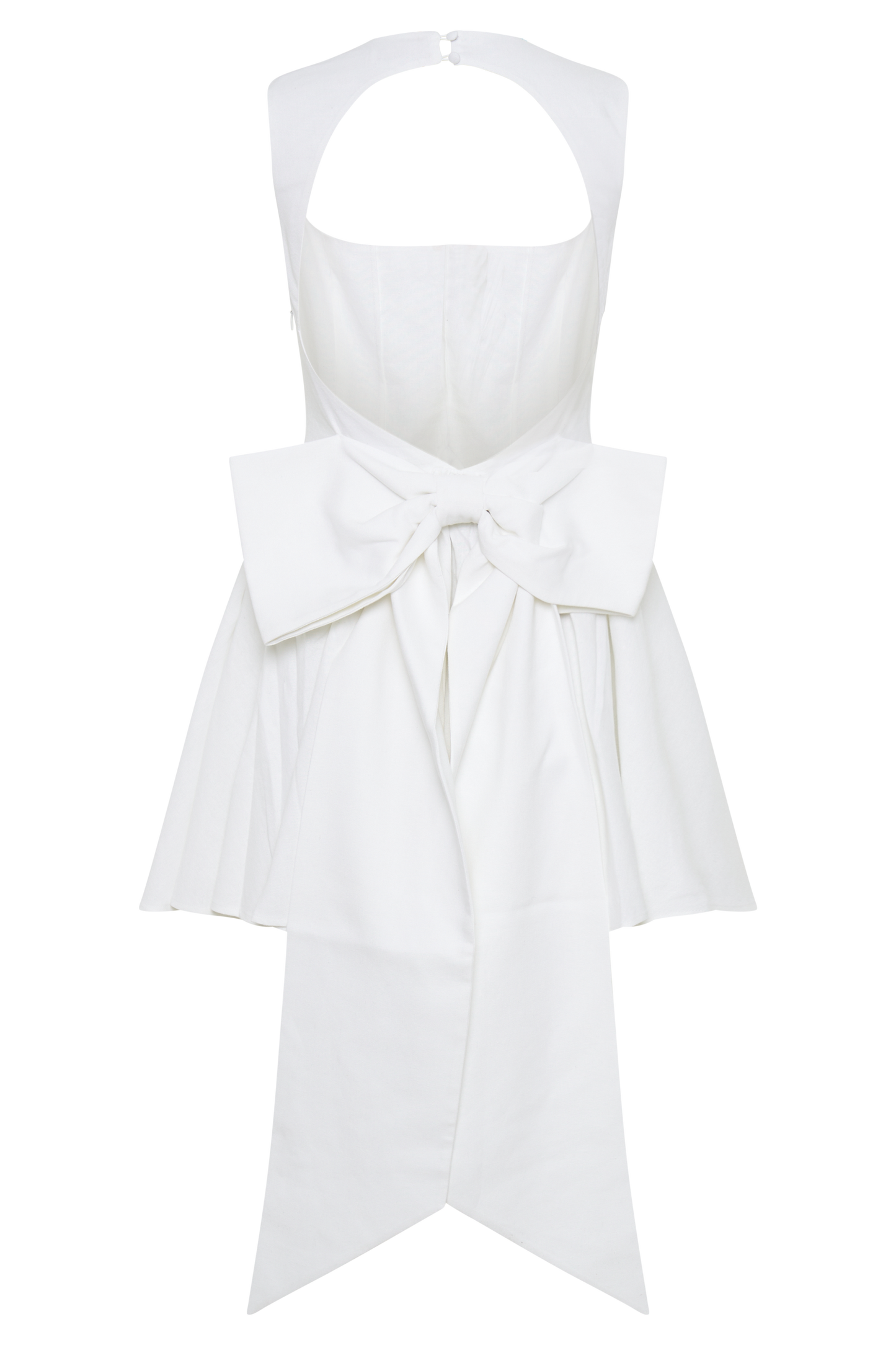 Marcella Linen Bow Back Mini Dress - White