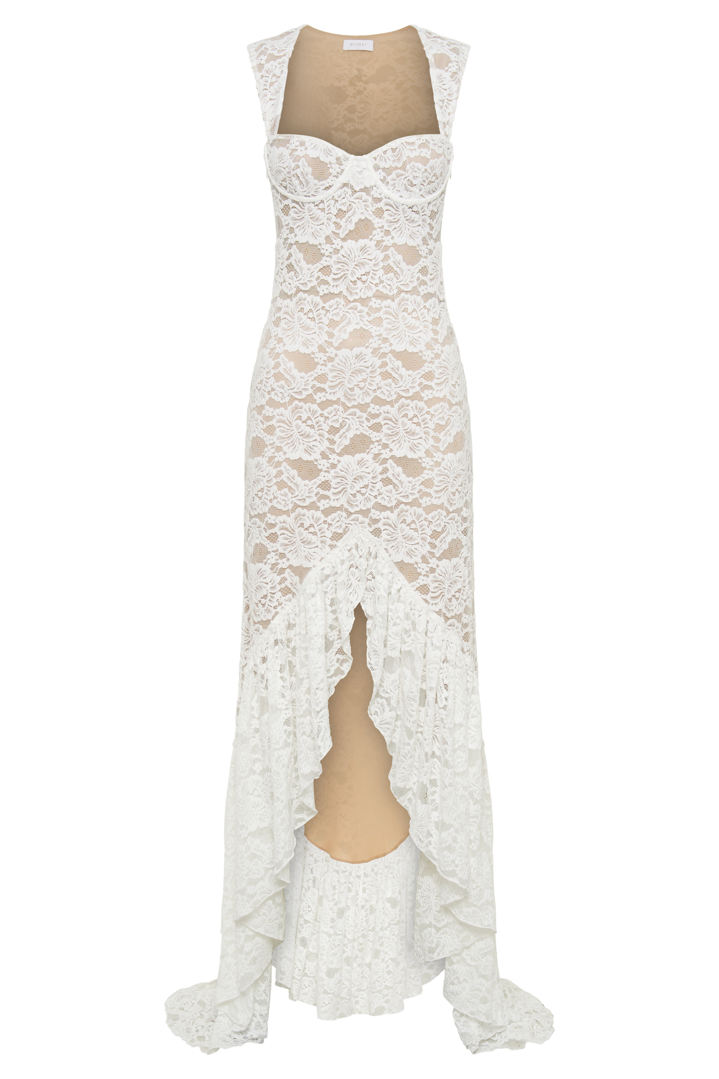 Elda Lace Plisse Maxi Dress - Ivory