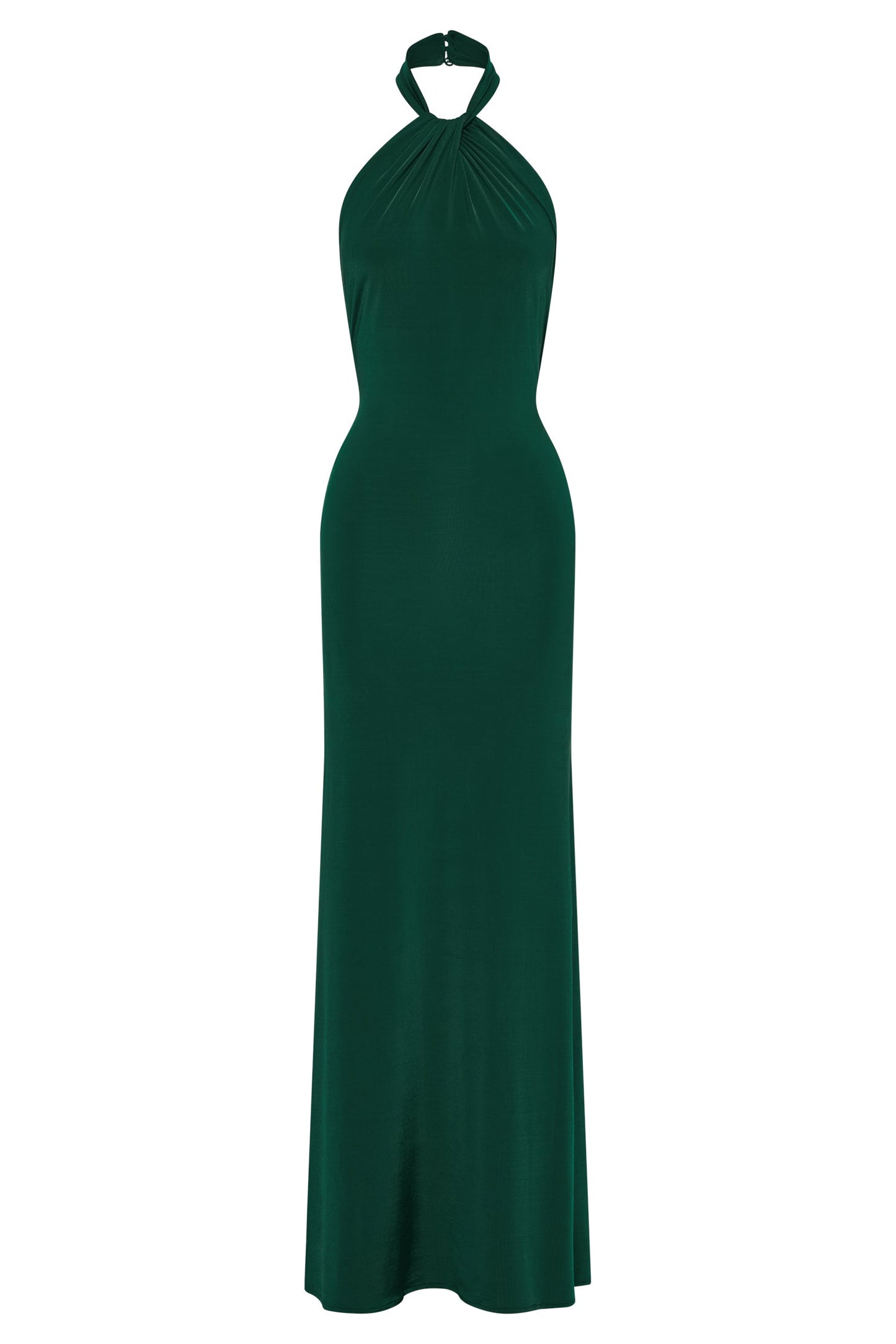 Elyna Slinky Halter Maxi Dress - Forest Green