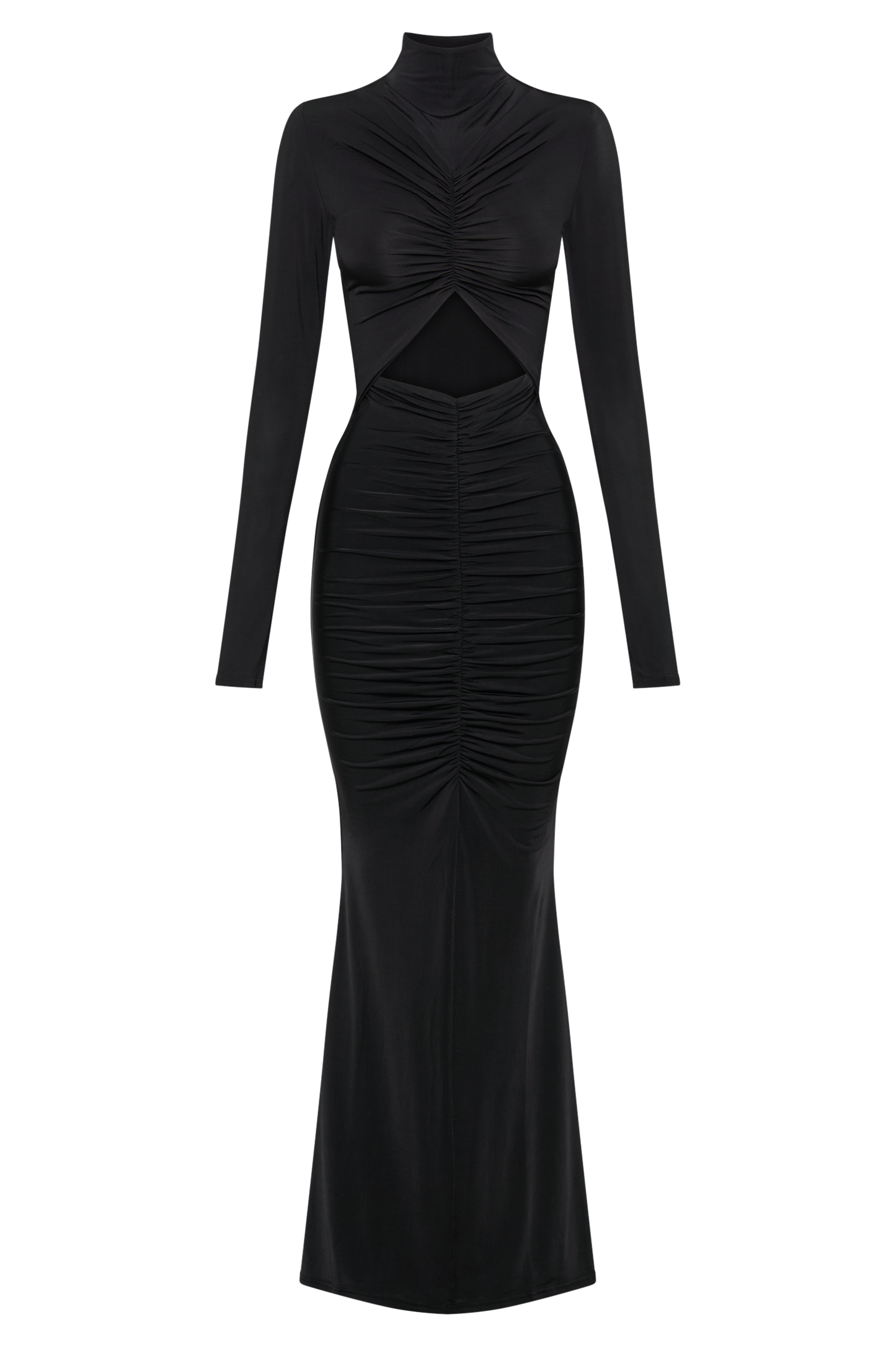 Pia Slinky Long Sleeve Cutout Maxi Dress - Black