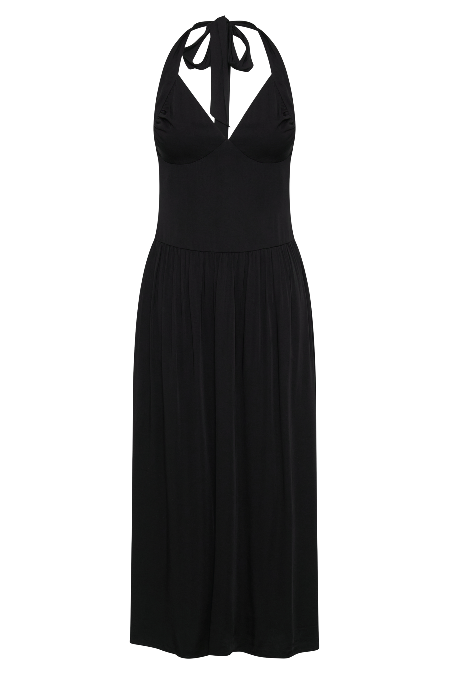 Harriette Halter Midi Dress - Black