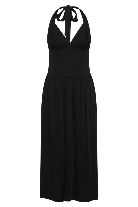 Harriette Halter Midi Dress - Black