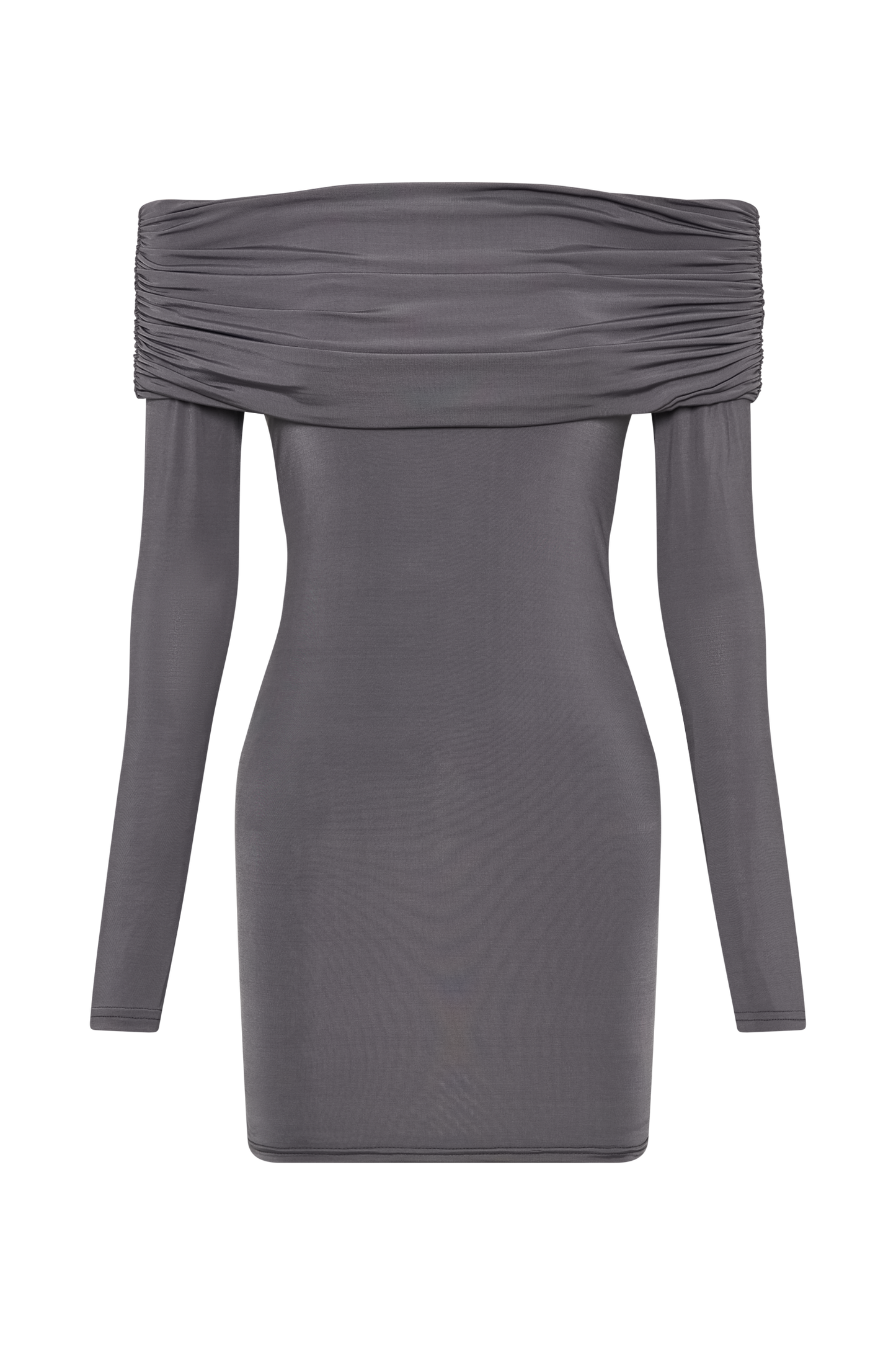 Nicky Off Shoulder Slinky Mini Dress - Charcoal