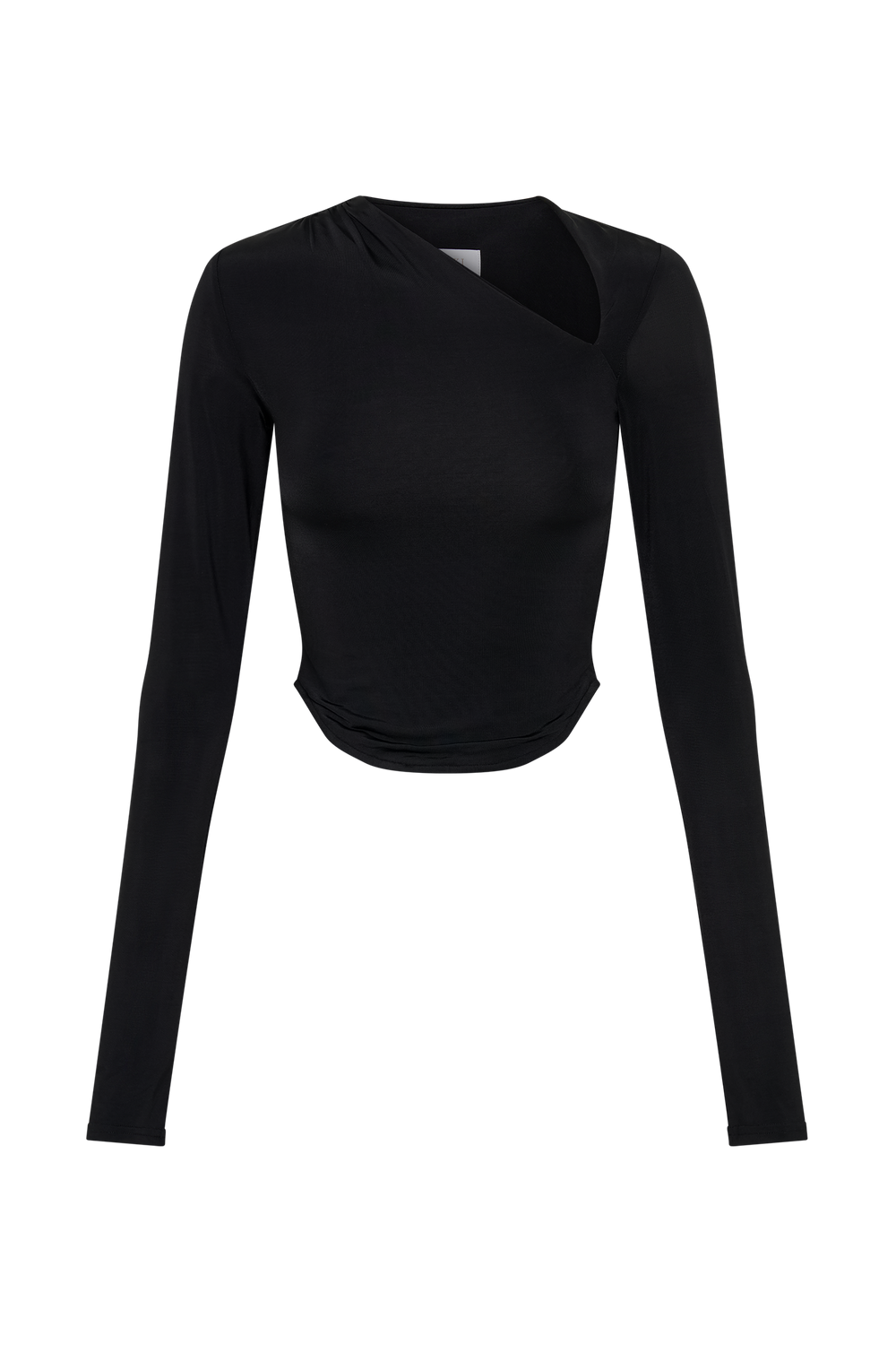 Bruna Slinky Long Sleeve Top With Cut Out - Black