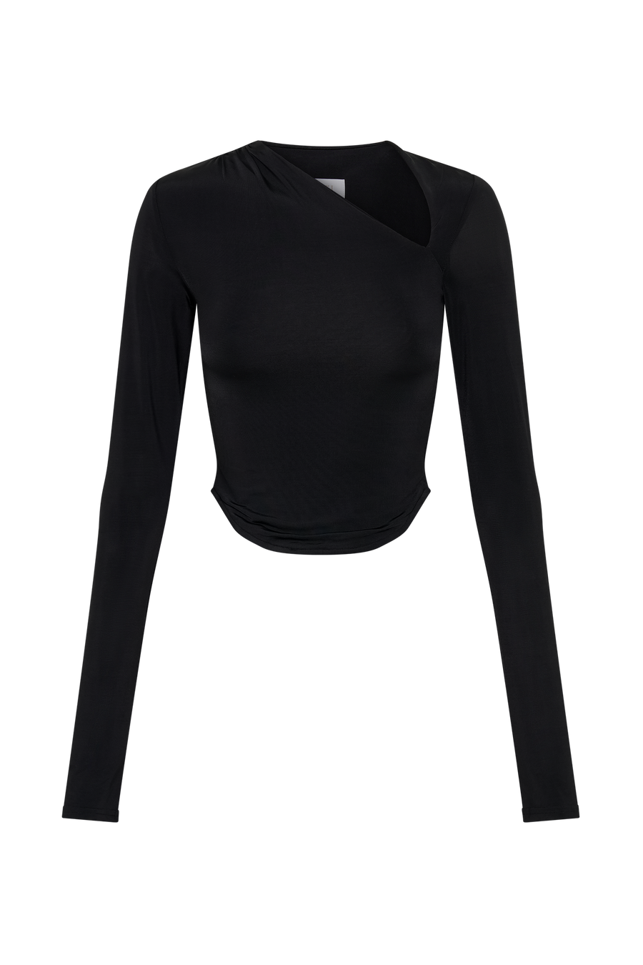 Bruna Slinky Long Sleeve Top With Cut Out - Black- MESHKI U.S