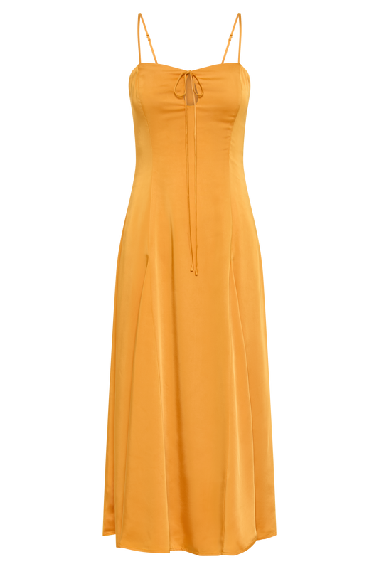 Luciana Satin Midi Dress - Tangerine