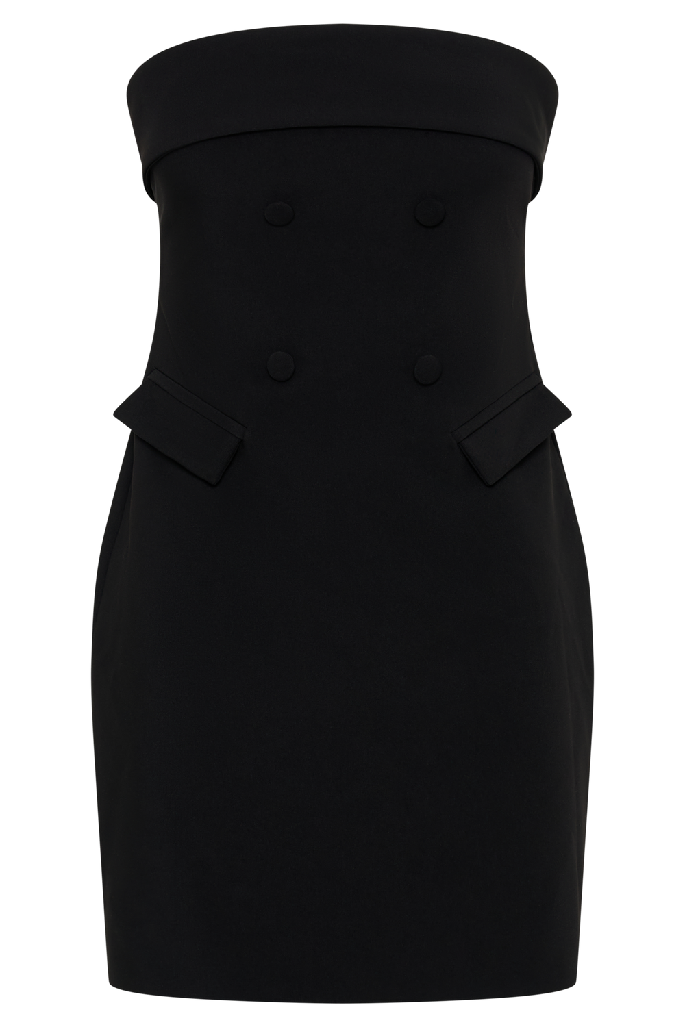 Abbie Strapless Suiting Mini Dress - Black