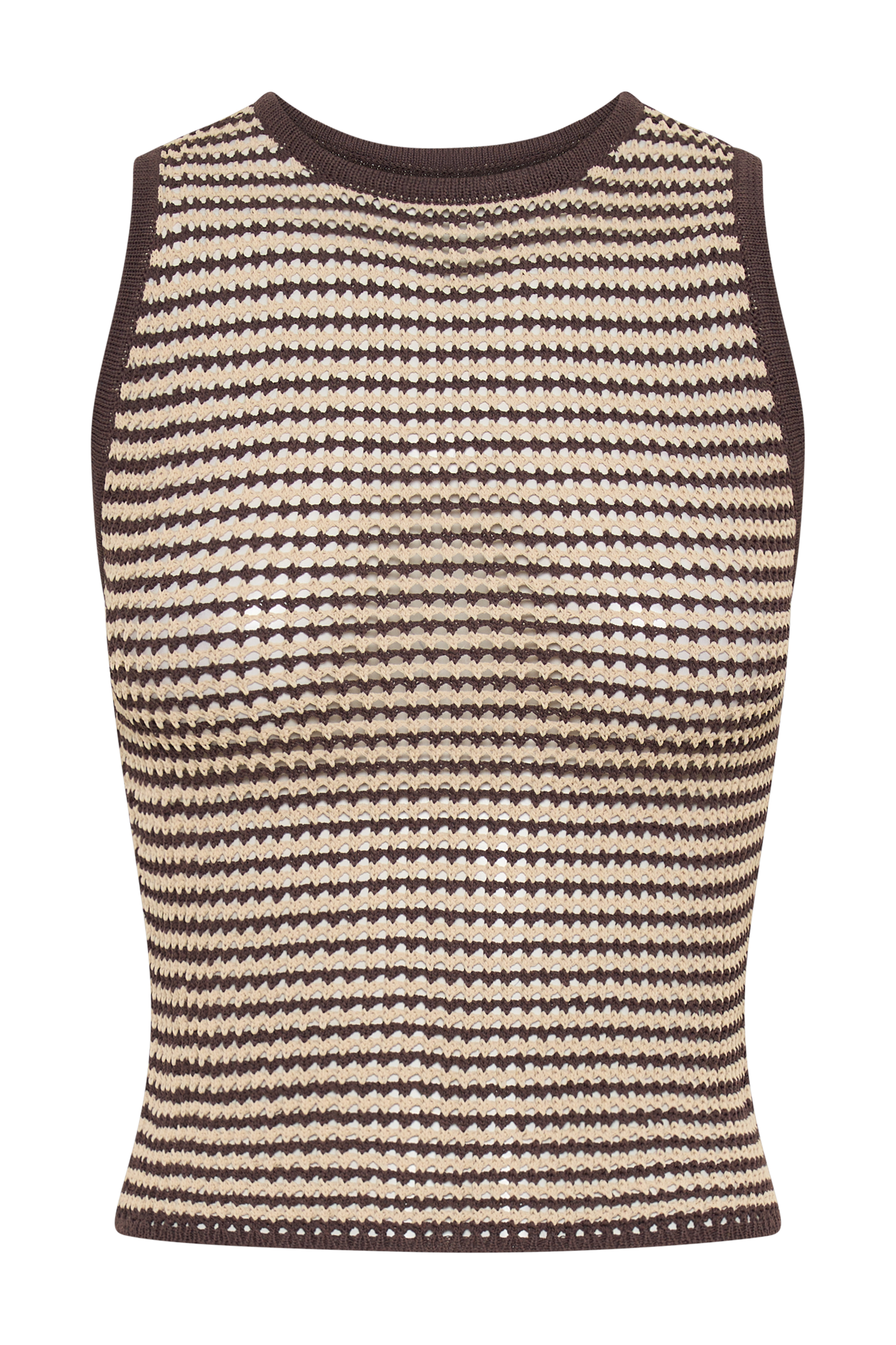 Omarosa Stripe Knit Tank Top - Chocolate/Nude