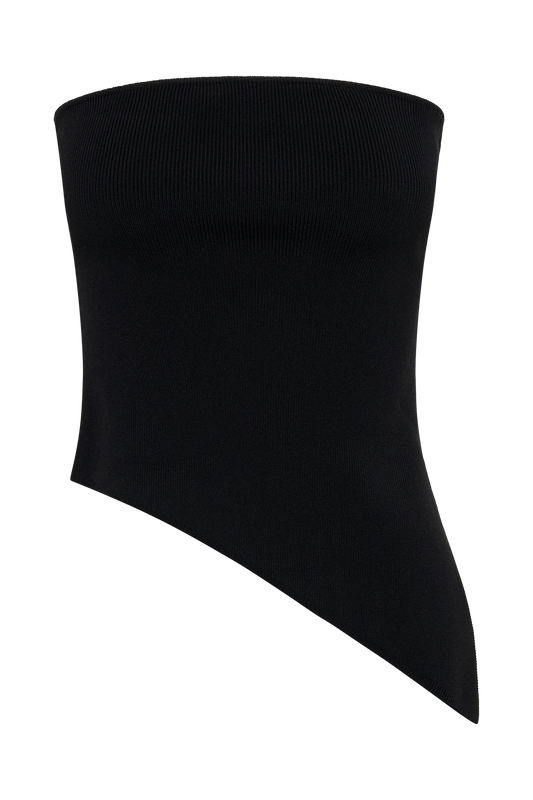 Sidney Asymmetrical Strapless Knit Top - Black