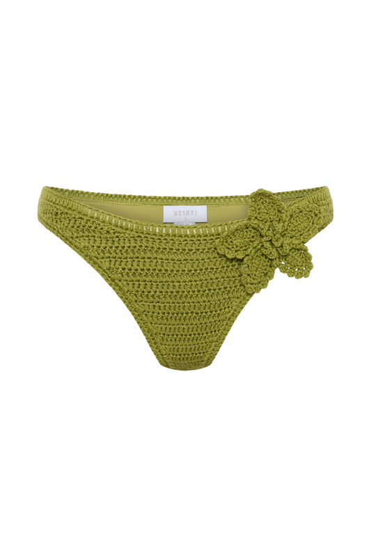 Skye Floral Crochet Tie Up Bikini Bottom - Apple