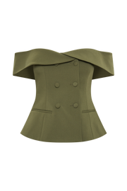 Krista Strapless Suiting Top - Military Olive