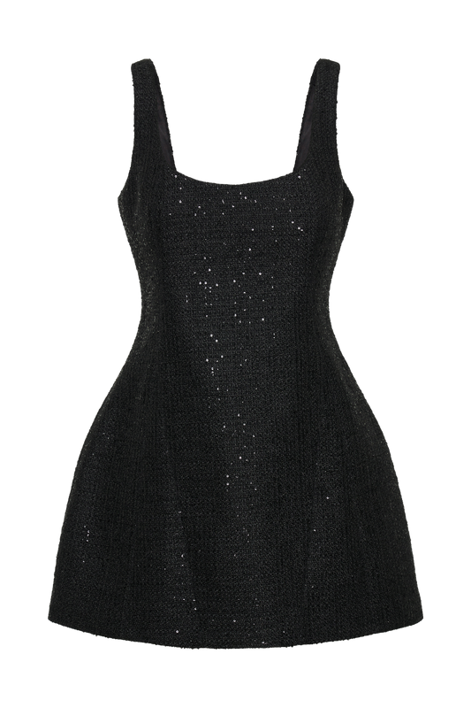 Beth Tweed Mini Dress - Black