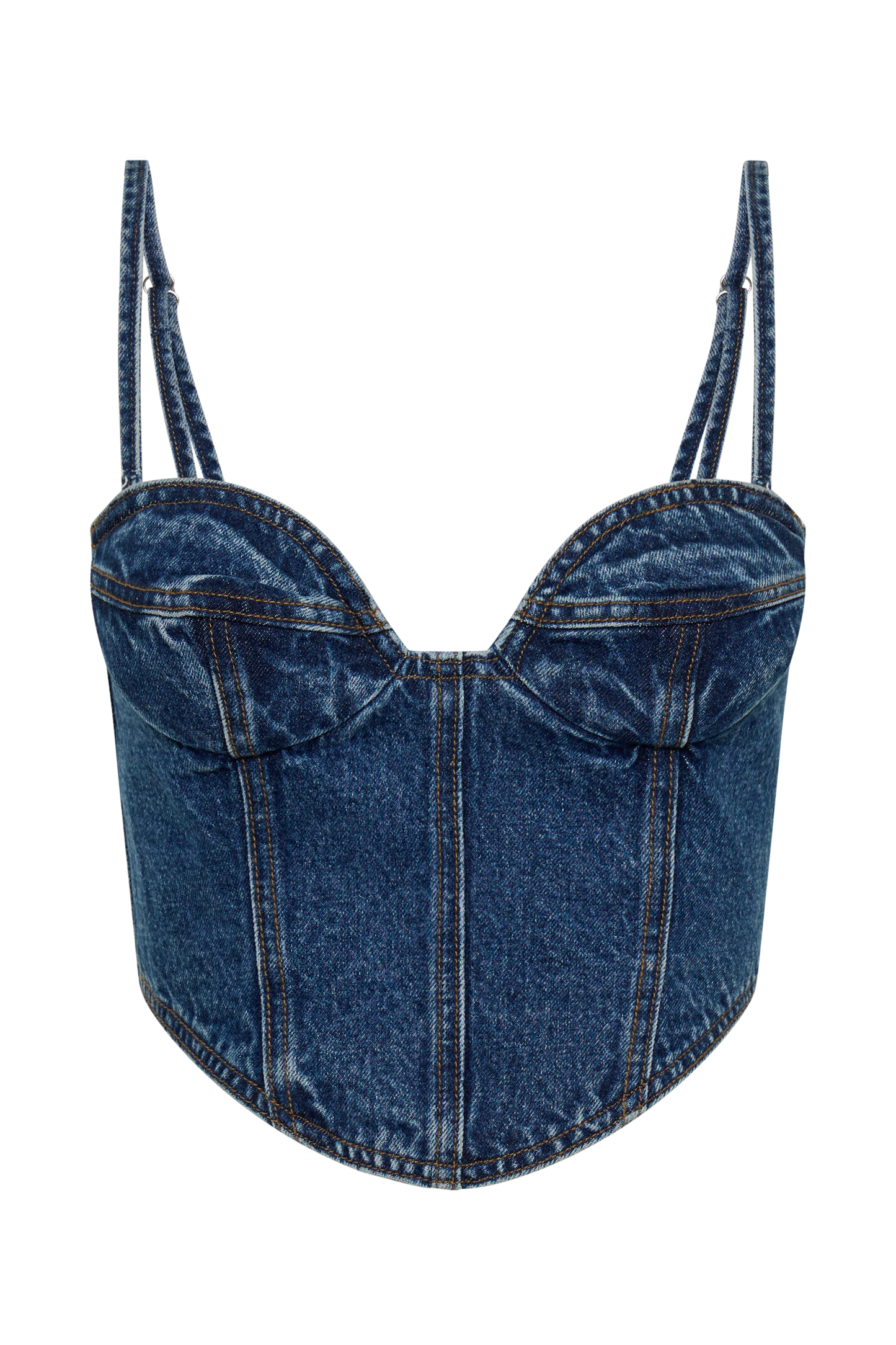 Lana Denim Cupped Corset Top - Dark Blue