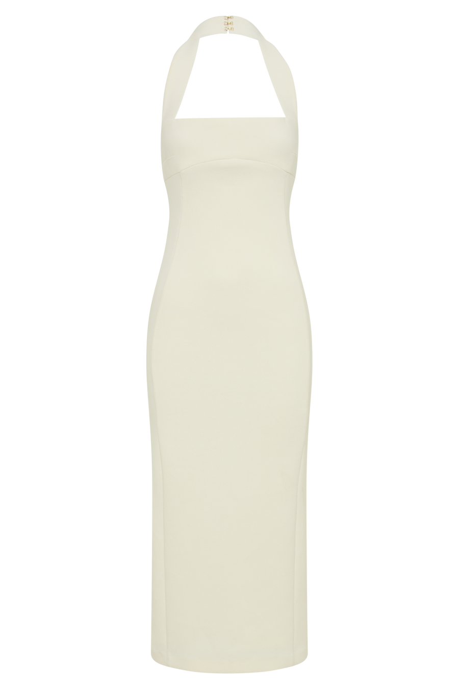 Amelita Suiting Halter Midi Dress - Ivory- MESHKI U.S