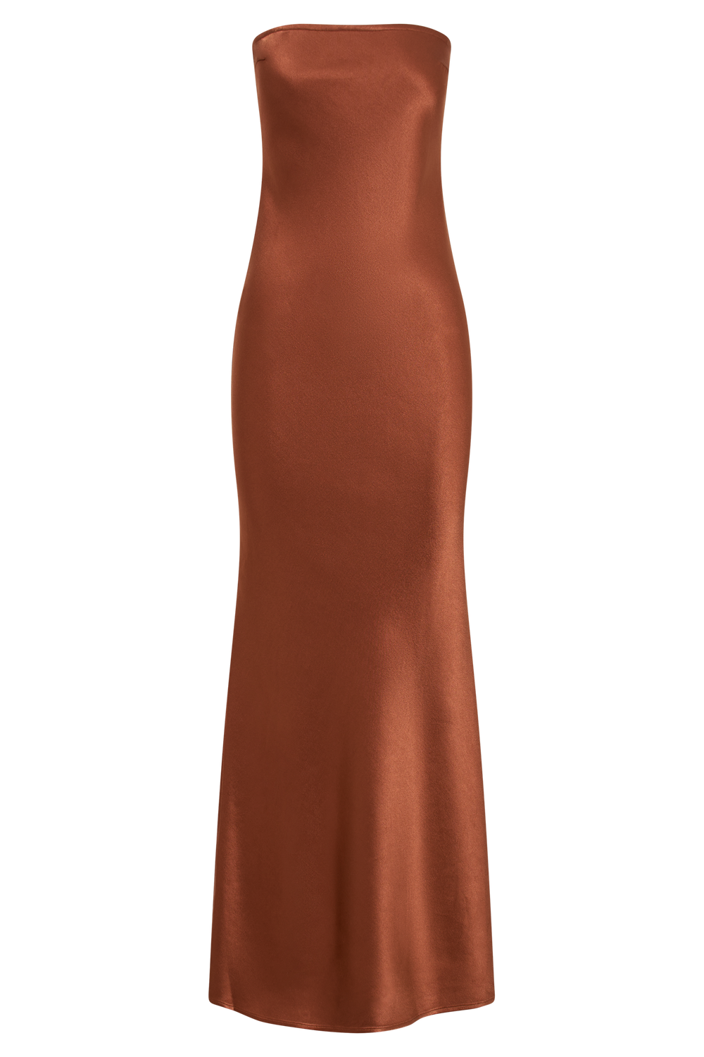 Claudette Strapless Satin Maxi Dress - Burnt Orange