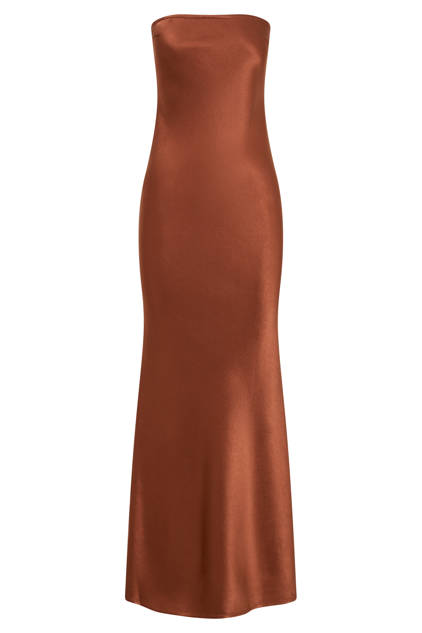 Claudette Strapless Satin Maxi Dress - Burnt Orange