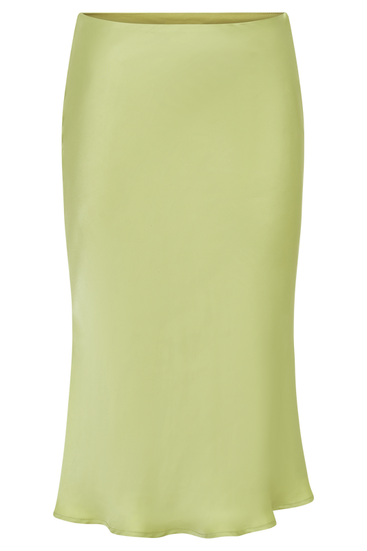 Allegra Satin Knee Length Skirt - Apple