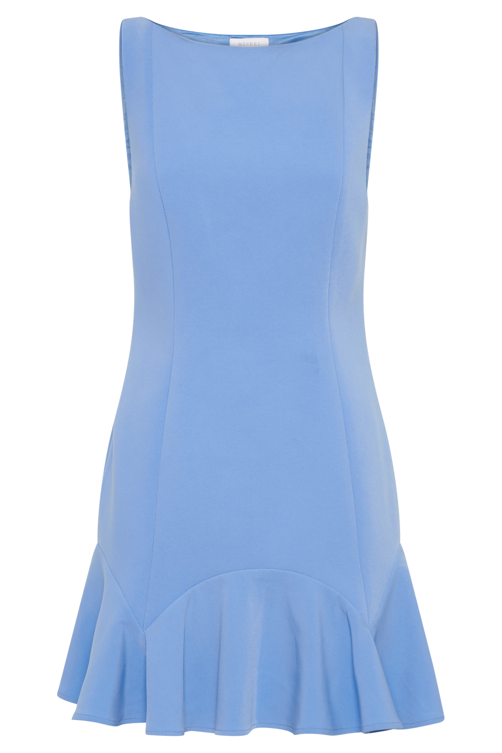 Leonora Sleeveless Suiting Mini Dress With Ruffle - Iris Blue