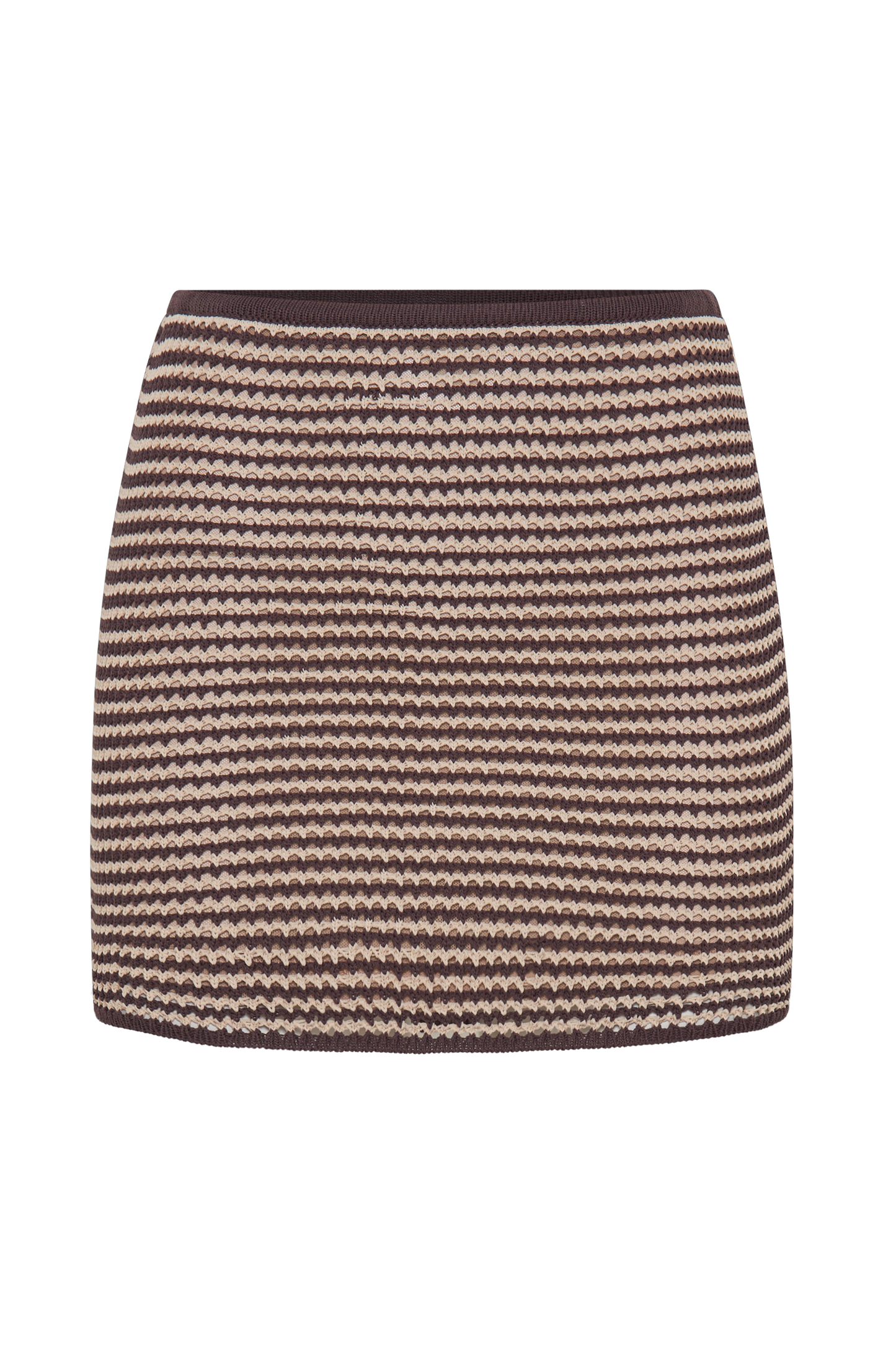 Omarosa Stripe Knit Mini Skirt - Chocolate/Nude